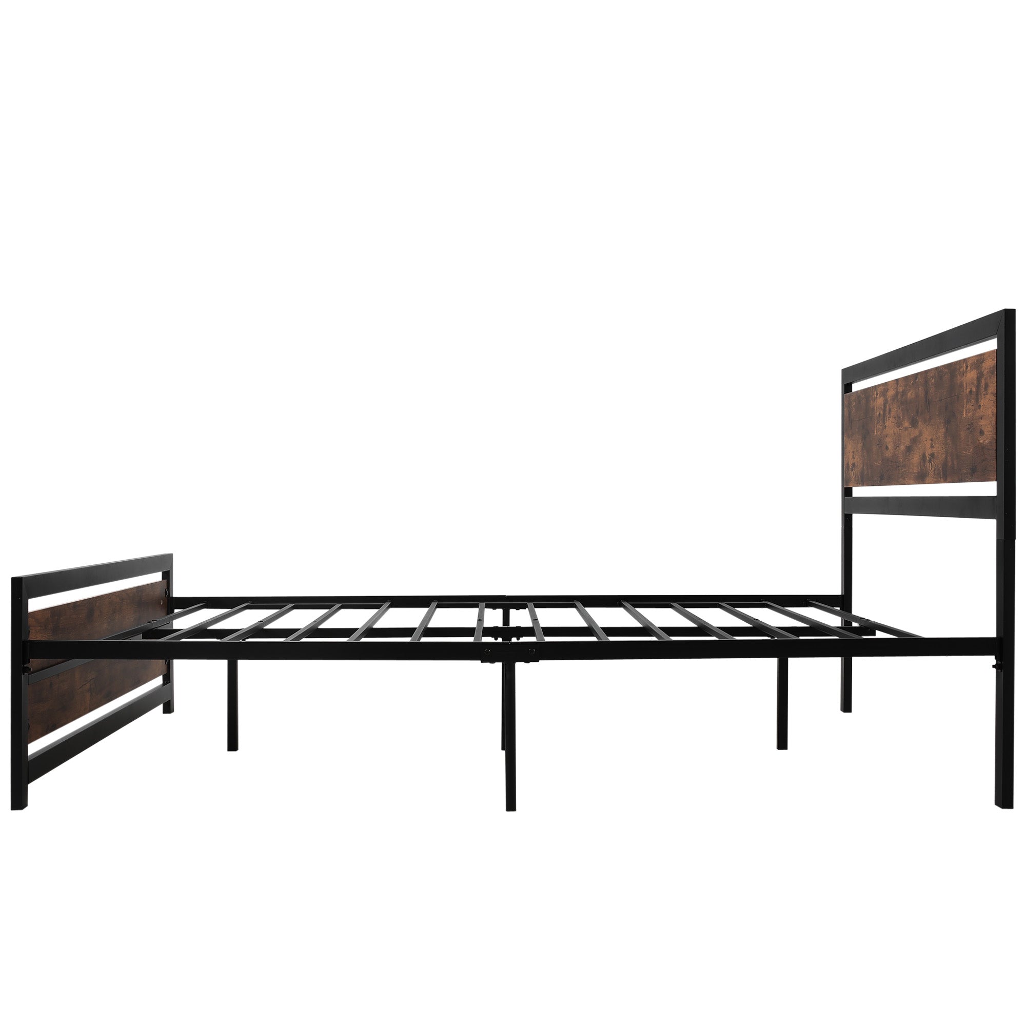 Industrial Style King Metal Bed Frame with Headboard & Footboard