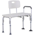 Height Adjustable Shower Chair with Armrest, Backrest & Non-Slip Bath Transfer Bench 300 lbs Capacity - White