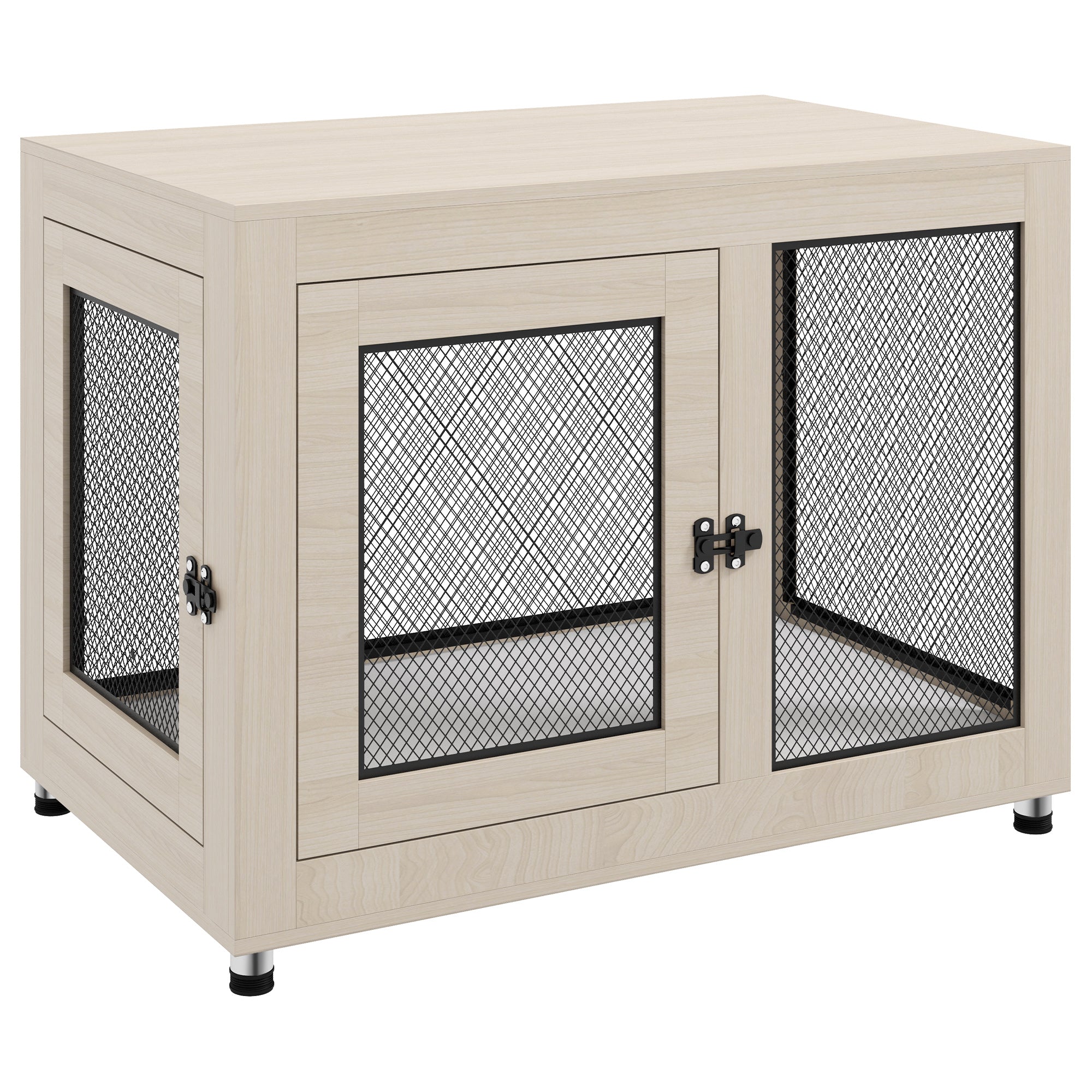 2-in-1 Dog Cage & Side Table, with Two Doors, Cushion, for Large Dogs