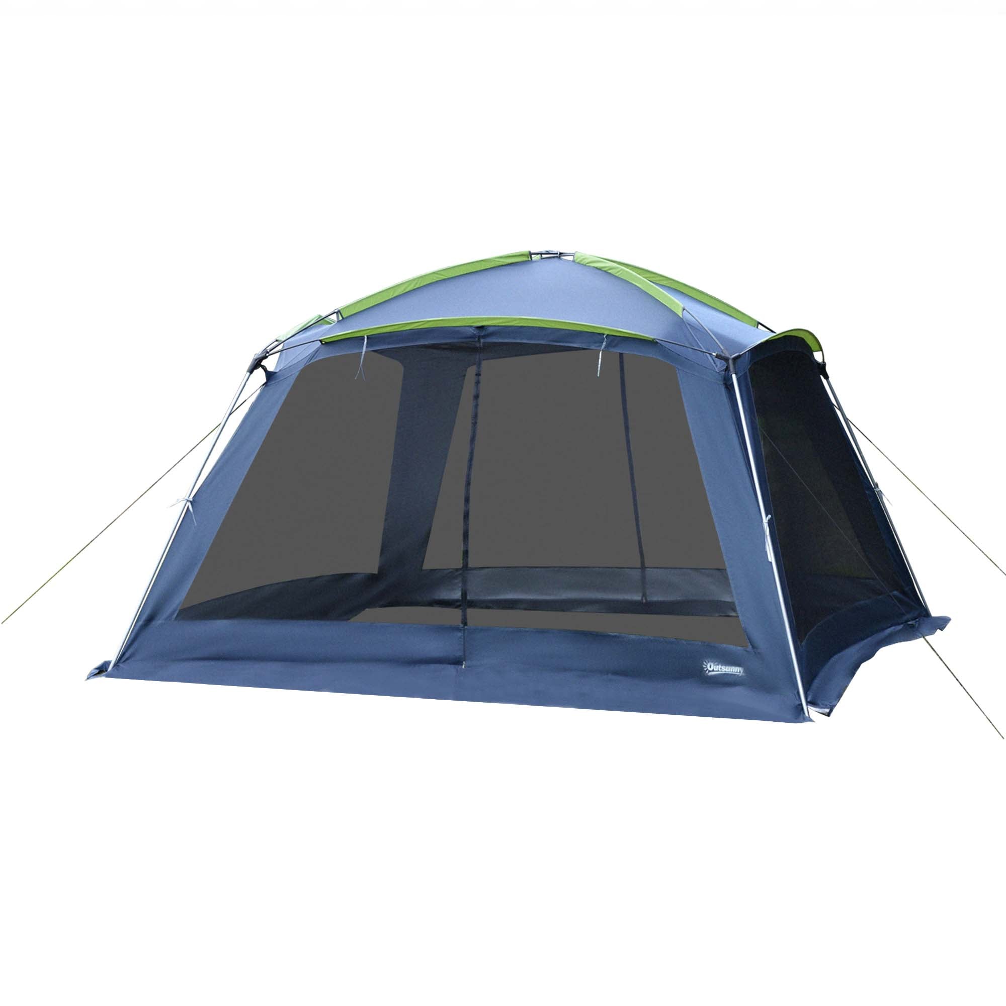 5-8 Person Camping Tent, Portable Dome Tent, Outdoor Screen House Sun Shelter, 360x355x215cm - Dark Blue/Green