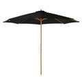 3 Metre Bamboo Wooden Market Patio Umbrella with Adjustable Canopy - Black