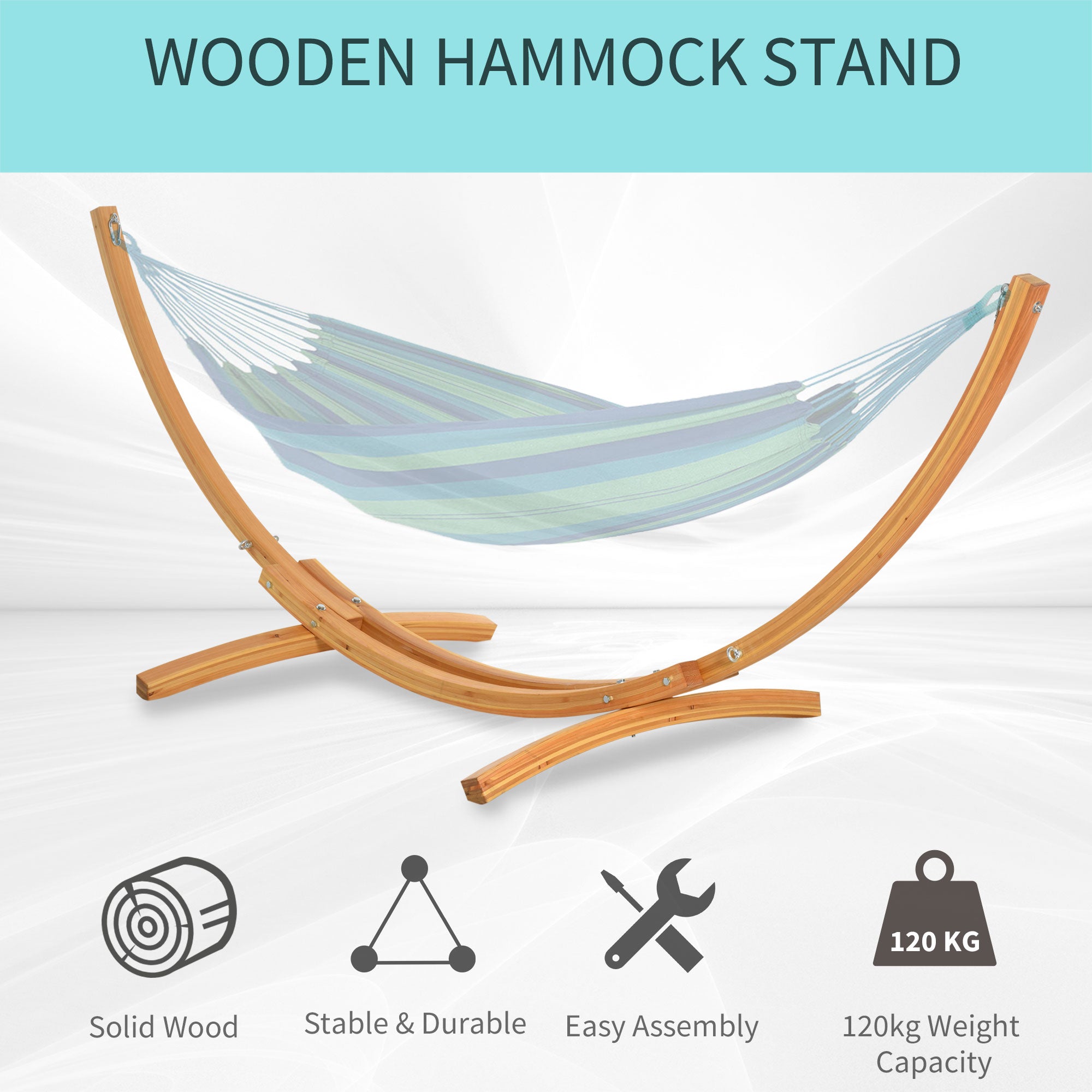 3(m) Wooden Hammock Stand Universal Garden Picnic Camp Accessories