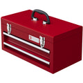 Lockable Metal 2-Drawer Tool Chest with Latches, Handle & Ball Bearing Runners - Red