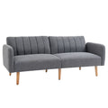 Two Seater Convertible Sofa Bed with Click Clack and Adjustable Split Backrest - Grey Linen