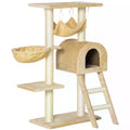 Cat Tree Tower Kitten Activity Centre with Scratching Post, Hammock, Condo, Basket & Ladder 98 cm - Beige