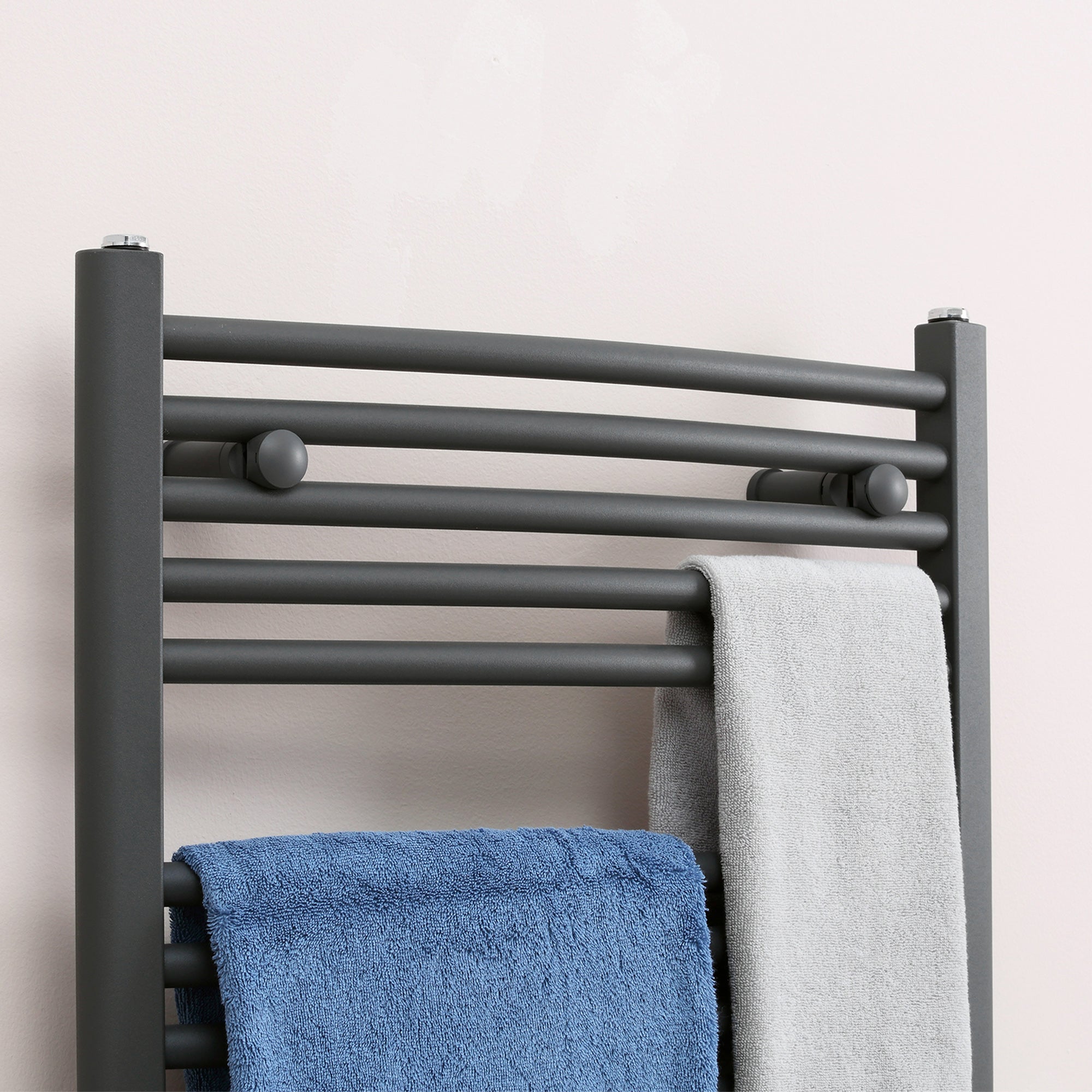 Straight Heated Towel Rail, Hydronic Bathroom Ladder Radiator Towel Warmer For Central Heating 600mm x 700mm, Grey