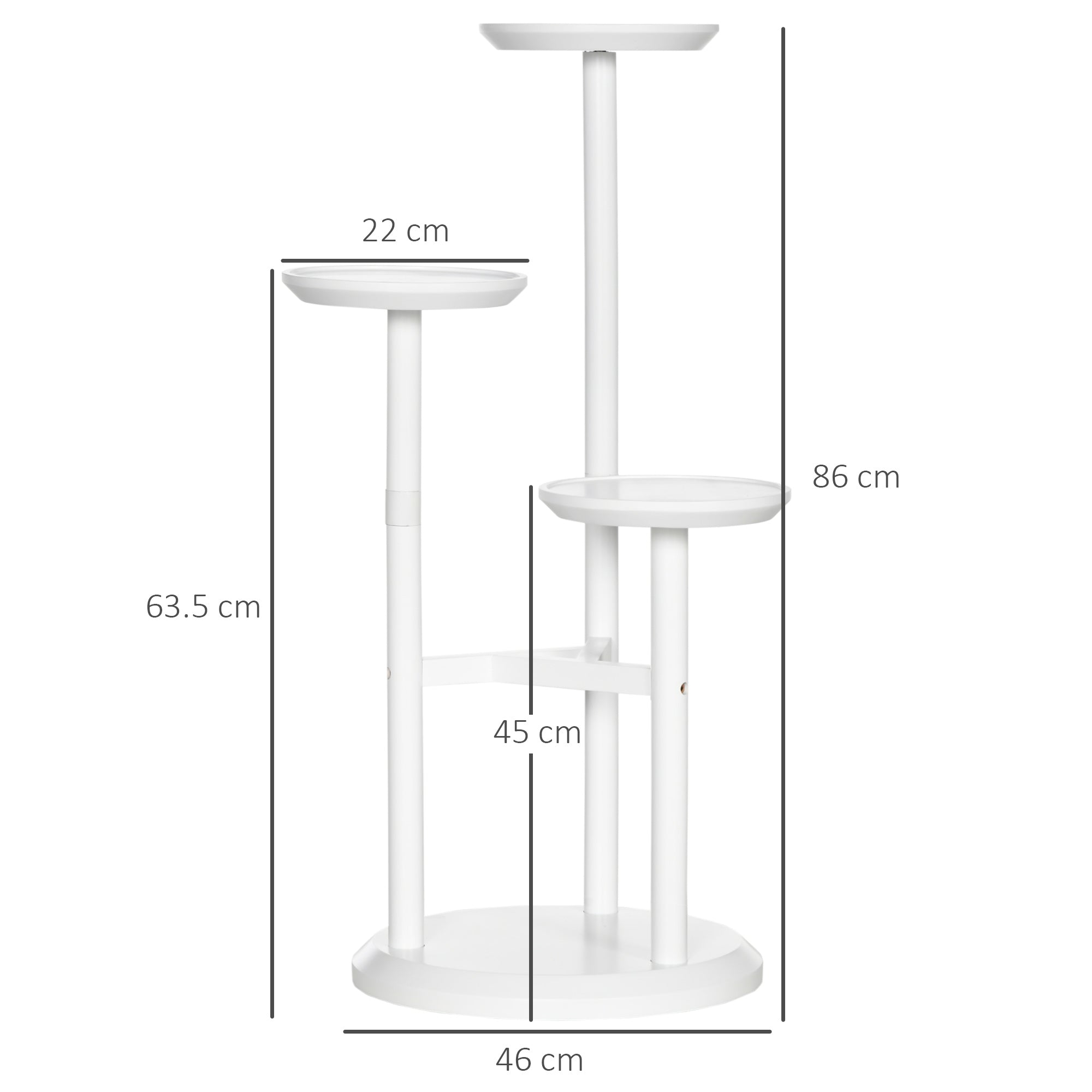 3-Tier Plant Stand, Plant Shelf Rack, Bamboo Display Stand, 46x46x86cm, White