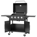 4 Burner Portable Gas BBQ Grill with Warming Rack and Thermometer - Black