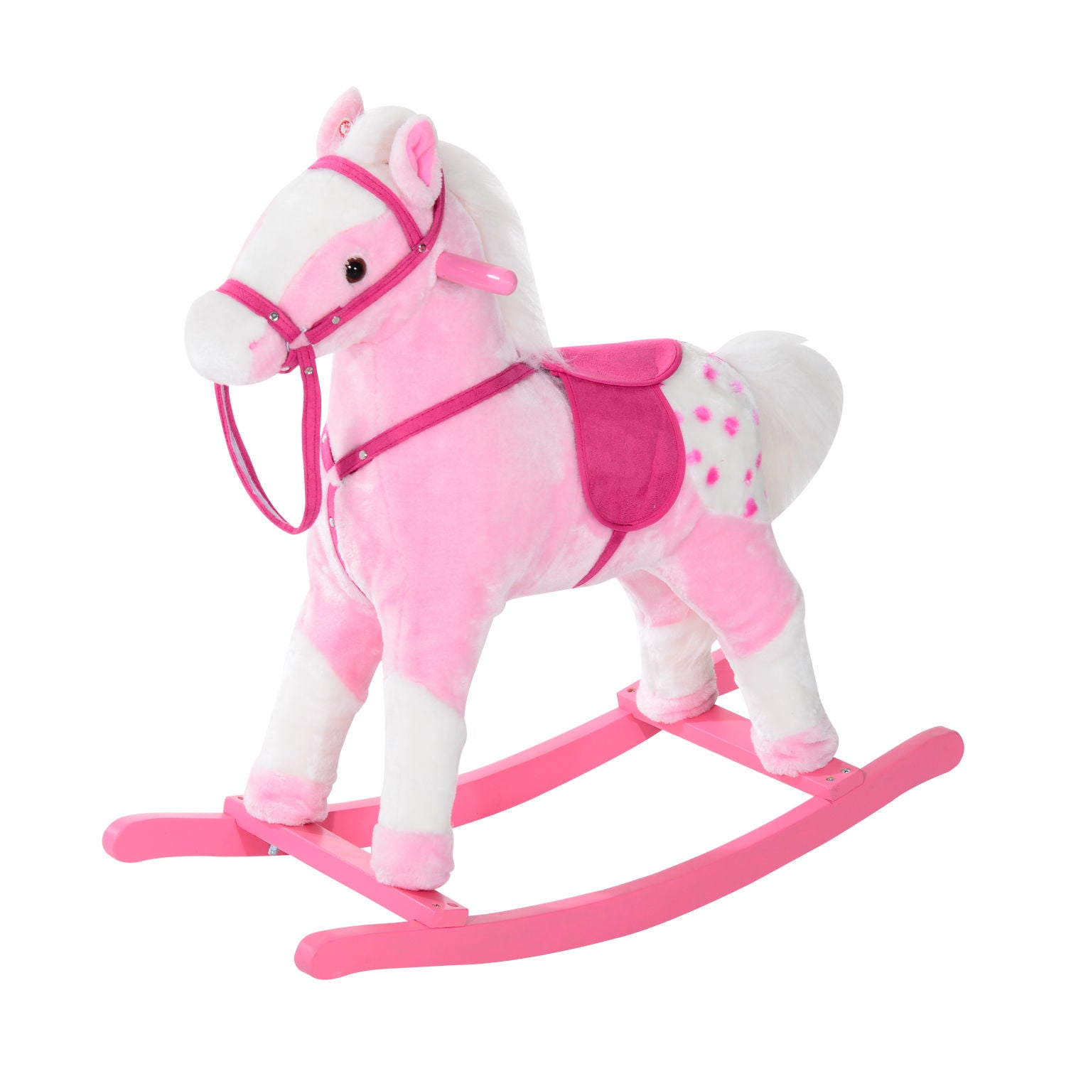 Childrens Plush Rocking Horse with Sound-Pink