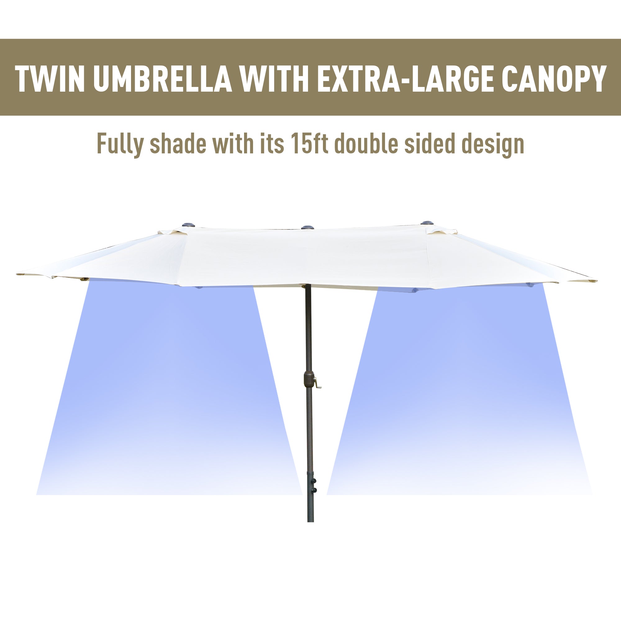 4.6m Garden Parasol Double-Sided Sun Umbrella Patio Market Shelter Canopy Shade Outdoor with Cross Base – Off White