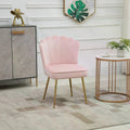 Velvet-Feel Shell Luxe Accent Chair with Metal Legs and Padding - Pink