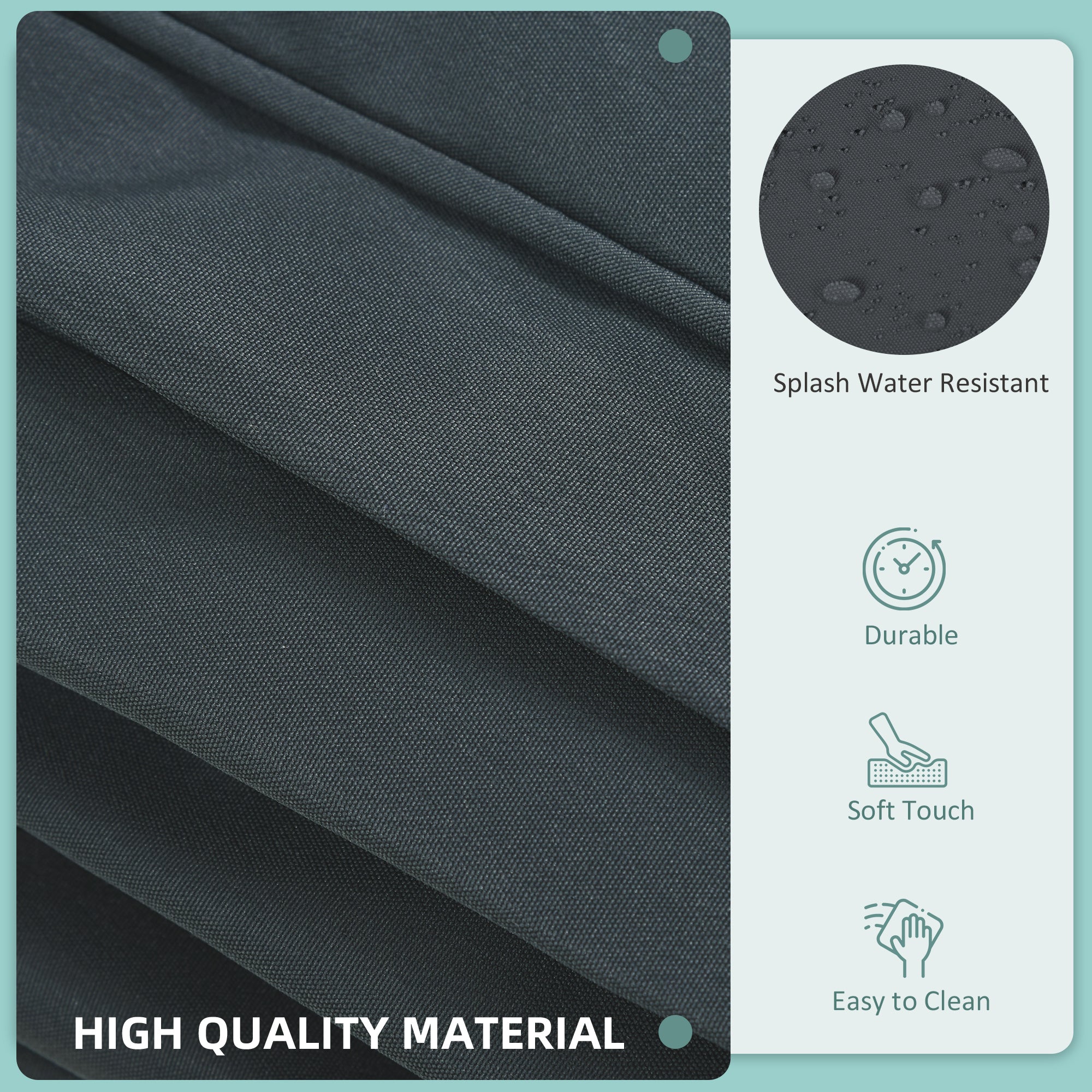 Set of 14 Polyester Rattan Sofa Cushion Covers - Dark Grey Outdoor