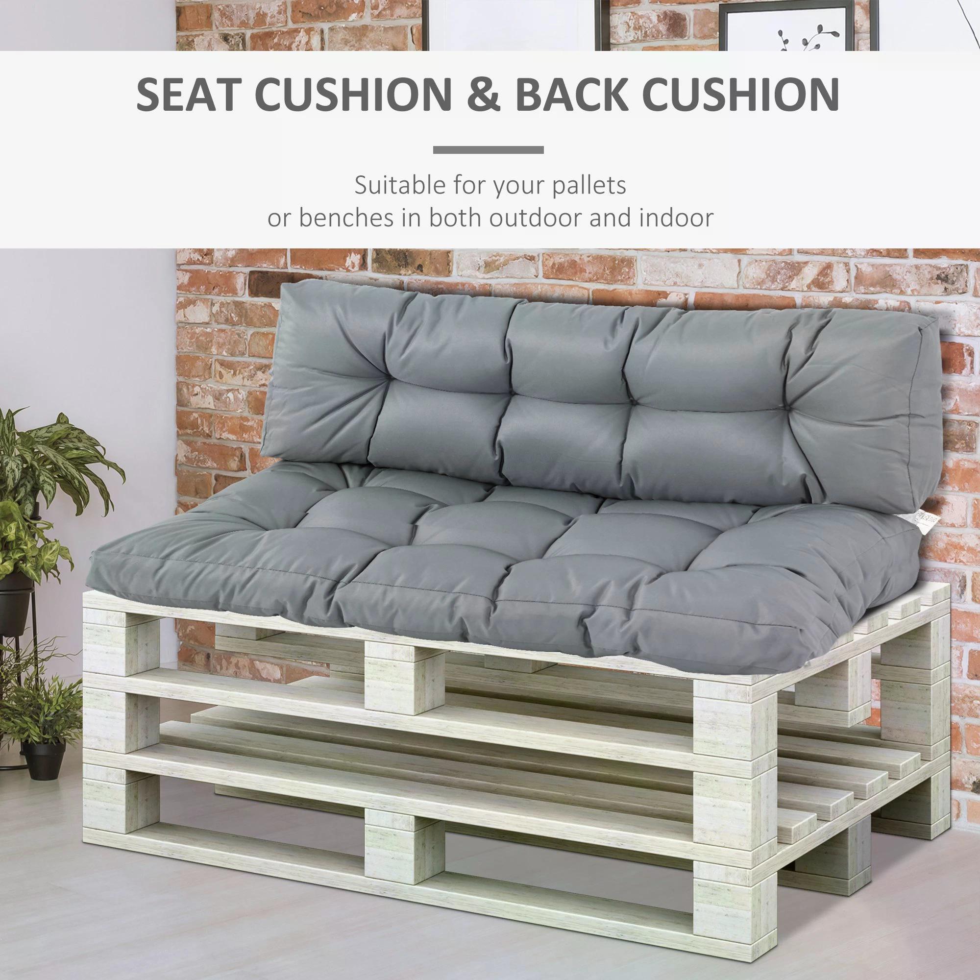 2Pcs Garden Tufted Pallet Cushion Seat Pad Back Cushion Patio for Indoor Outdoor Use, Dark Grey