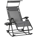 Zero Gravity Garden Rocking Recliner Chair with Headrest and Tray - Grey