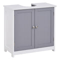 Under Sink Bathroom Storage Cabinet with Adjustable Shelf Space Saving Design - White and Grey