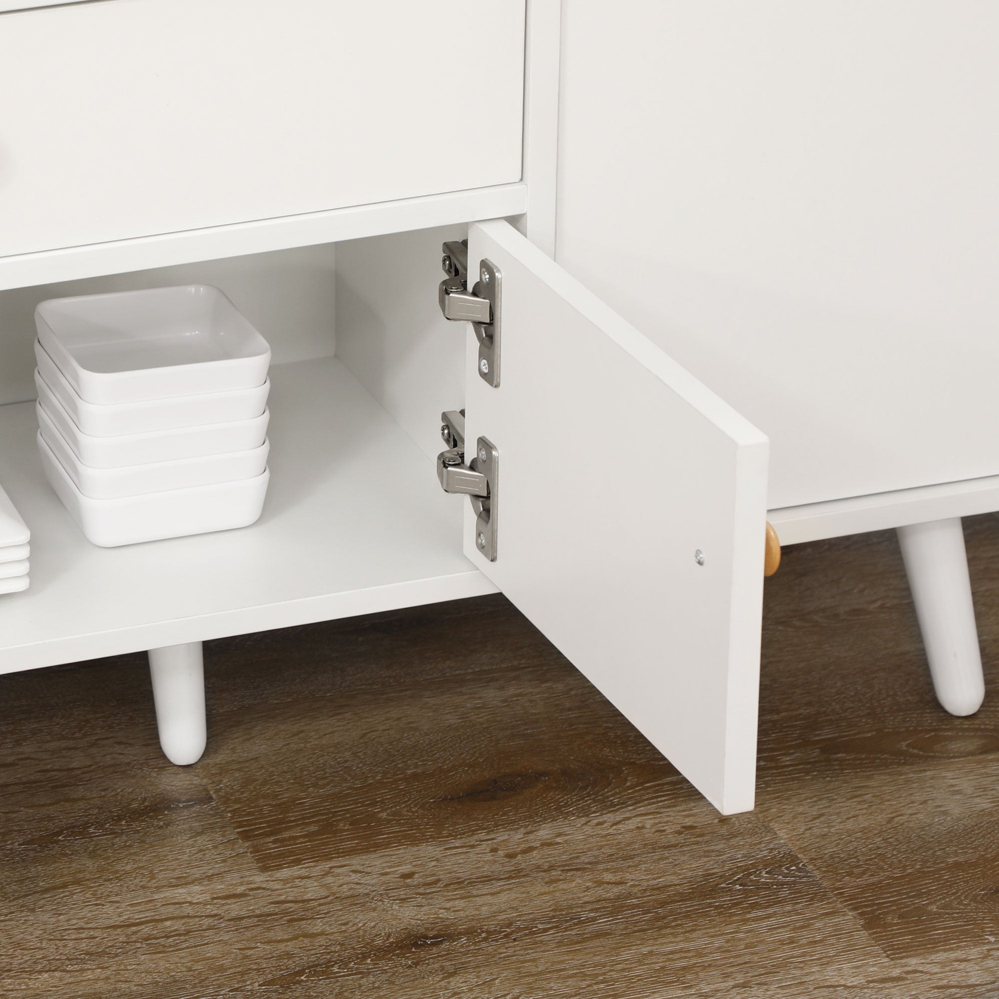 Kitchen Cupboard, Microwave Cabinet, Storage Cabinet with Doors, Drawer, Adjustable Shelves, White