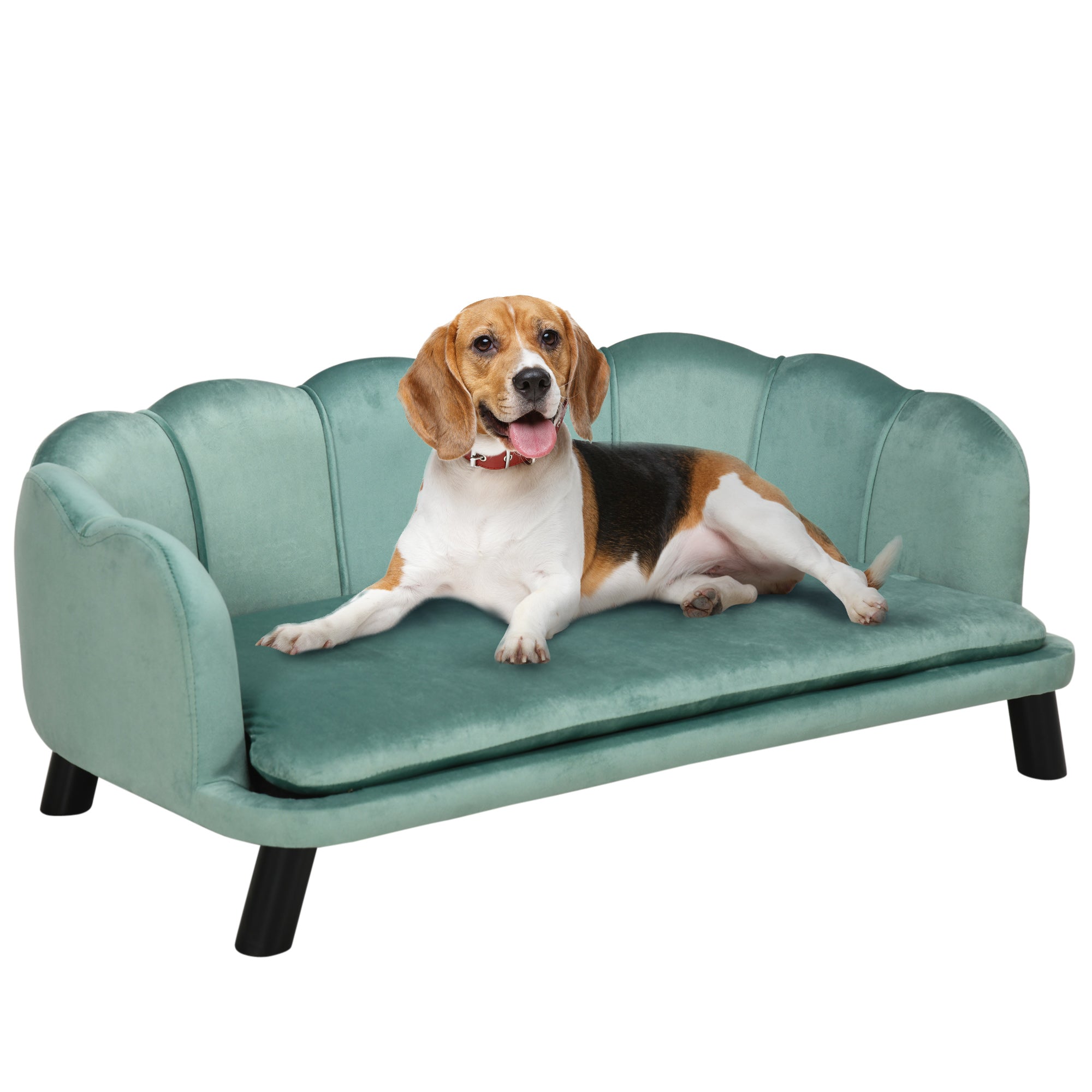 Dog Sofa, Pet Couch Bed for Medium, Large Dogs, with Legs, Cushion - Green