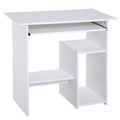 Modern Corner Office Desk with Keyboard Tray and Storage Shelf - White
