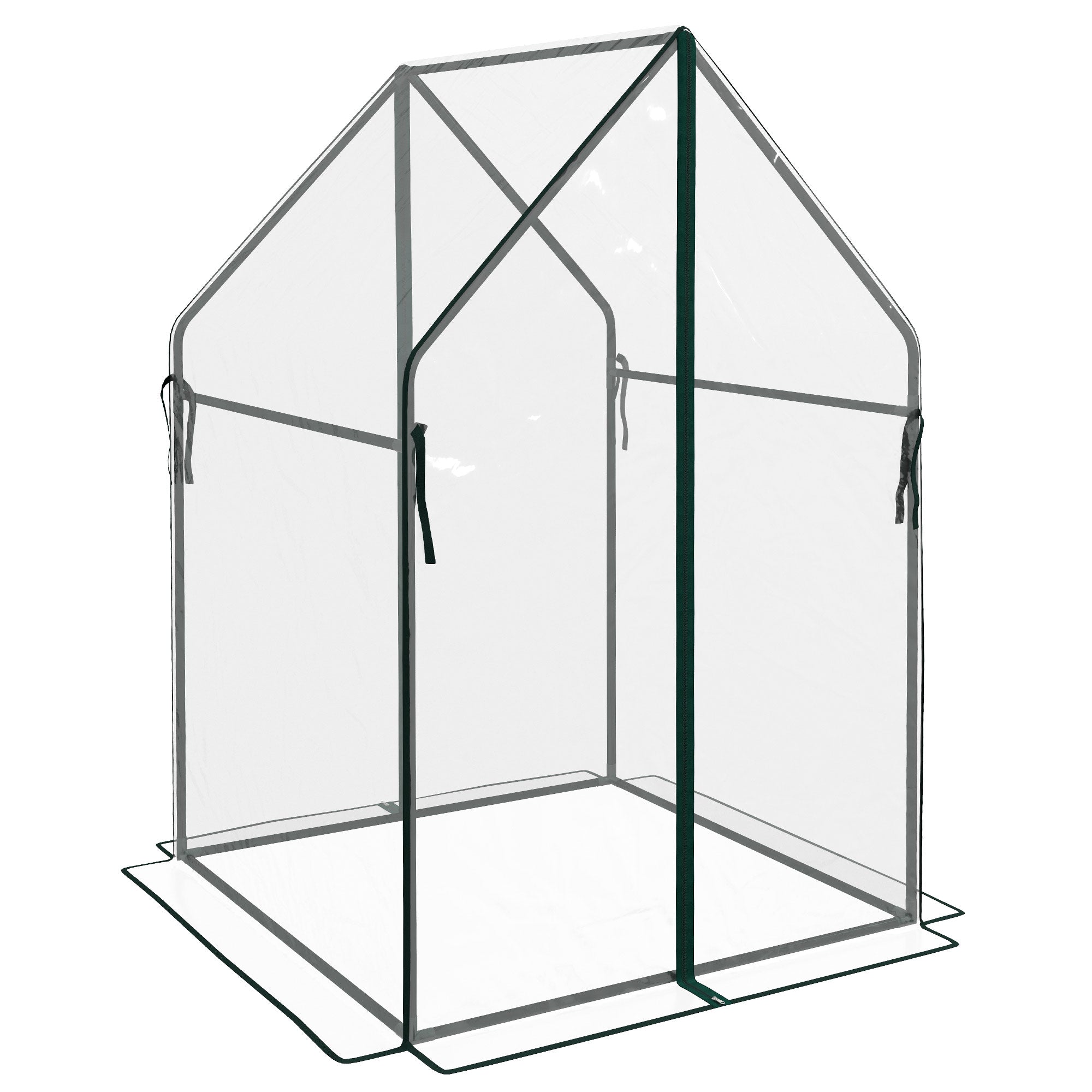 Mini Greenhouse, Garden Tomato Growhouse with 2 Zipped Doors, Portable Indoor Outdoor Green House, 90 x 90 x 145cm, Clear