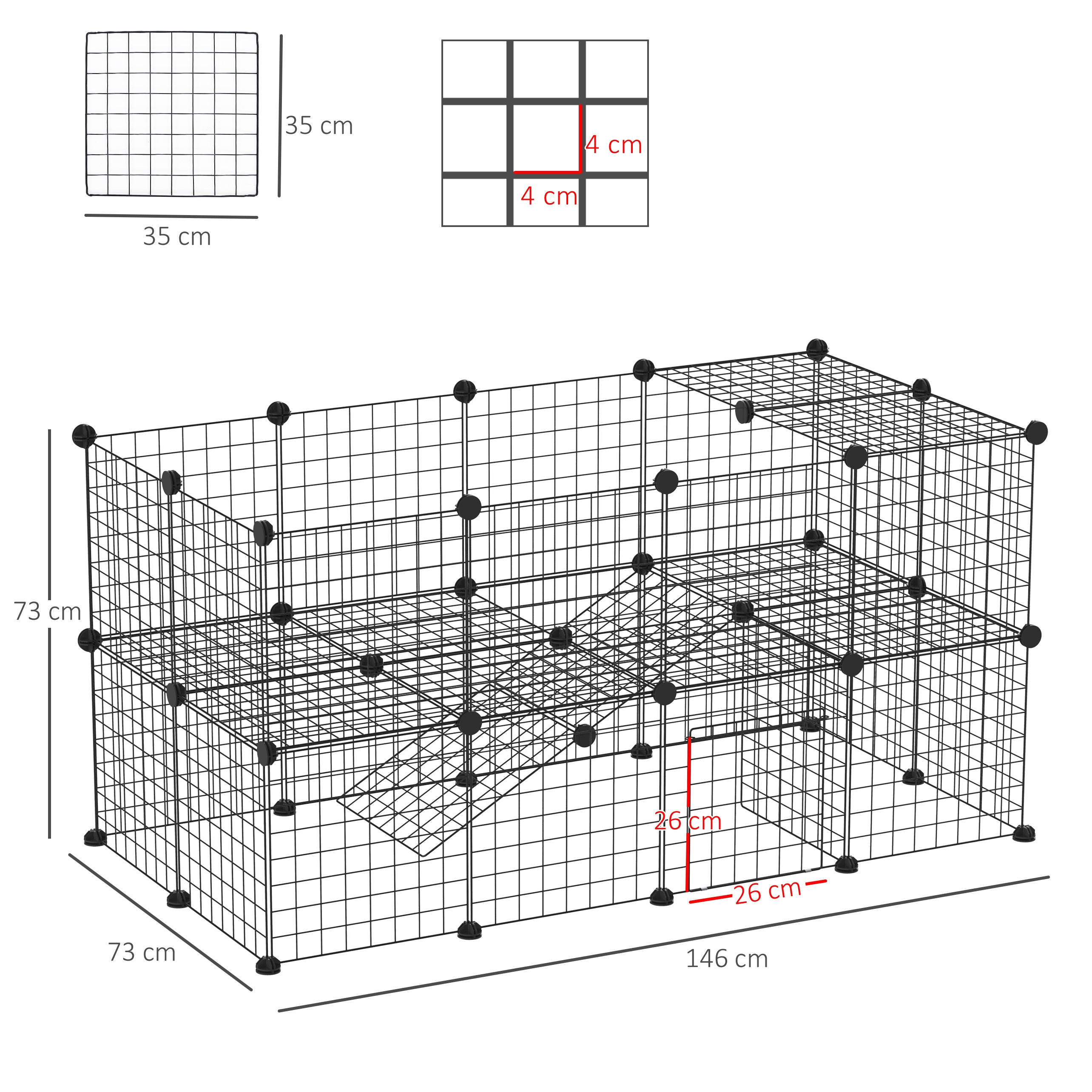 Guinea Pig Playpen Rabbit Playpen Metal Wire Fence Indoor Outdoor Small Animal Cage 36 Panel Enclosure Black