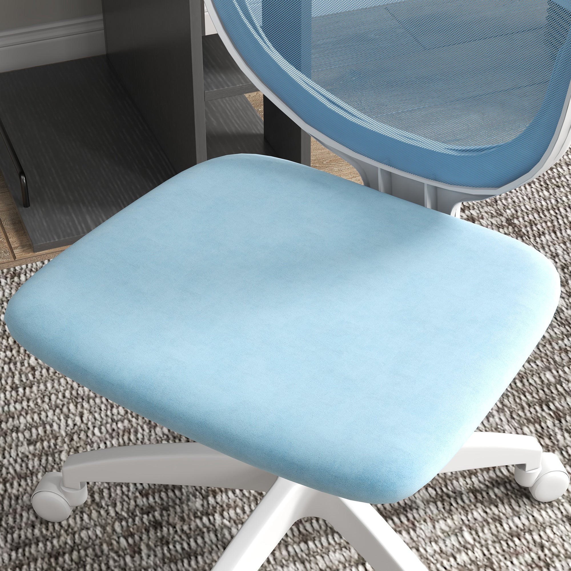 Armless Desk Chair, Mesh Office Chair, Height Adjustable with Swivel Wheels, Blue