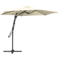 3m Cantilever Patio Parasol with Easy Lever Crank, Cross Base & 6 Metal Ribs - Cream White