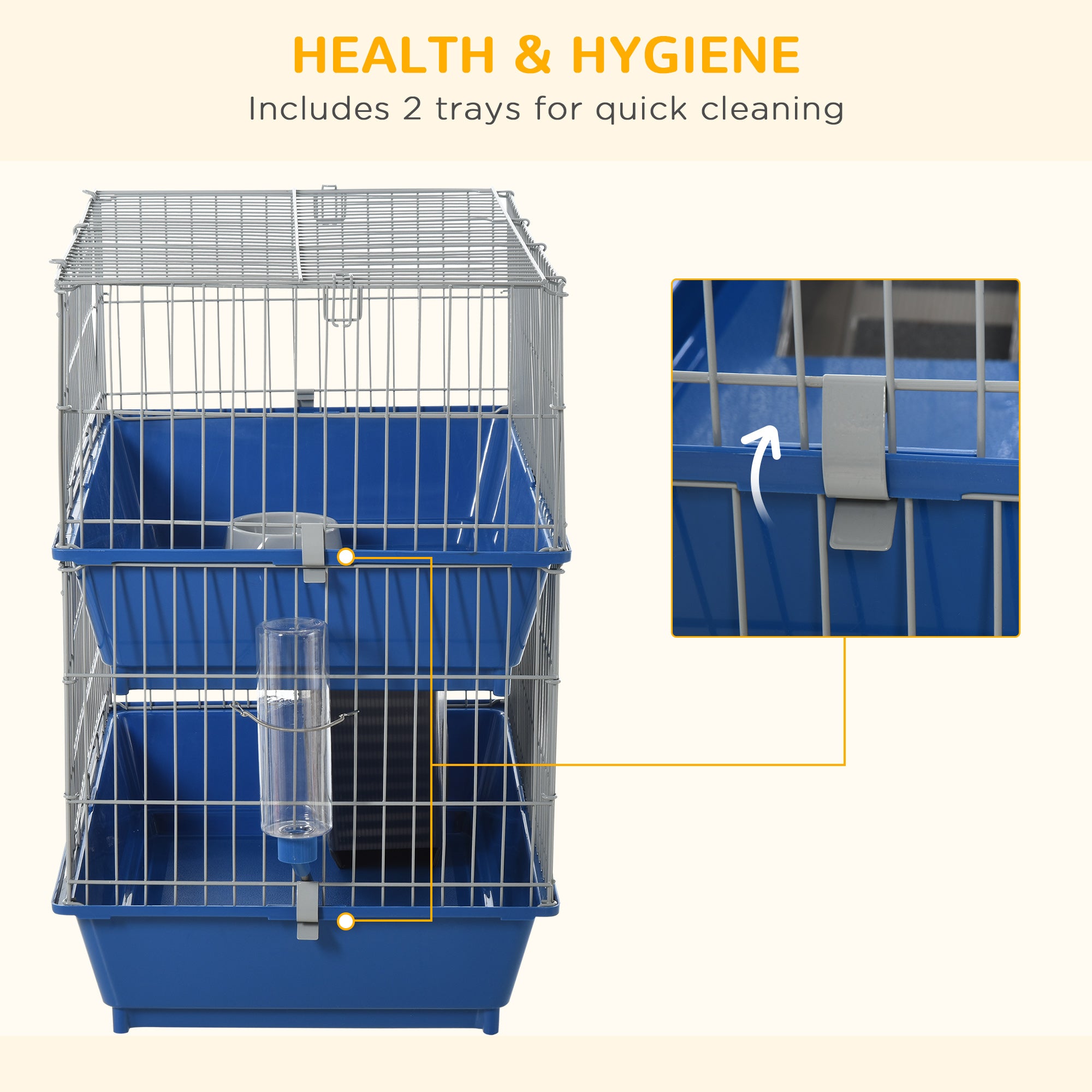 Metal 2-Tier Small Animal Cage Blue