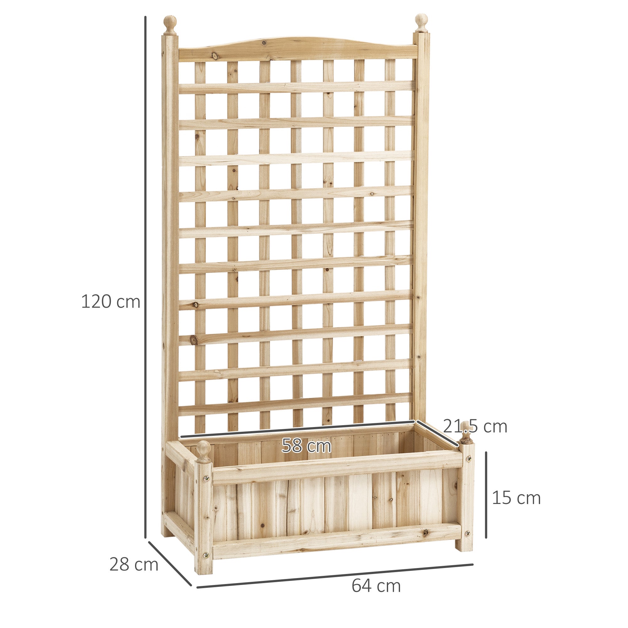 Garden Planters with Trellis for Climbing Vines, Wood Raised Beds for Garden, Flower Pot, Indoor Outdoor, Natural