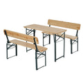3 Piece Wooden Folding Picnic Table and Bench Set with Backrests - Dark Green