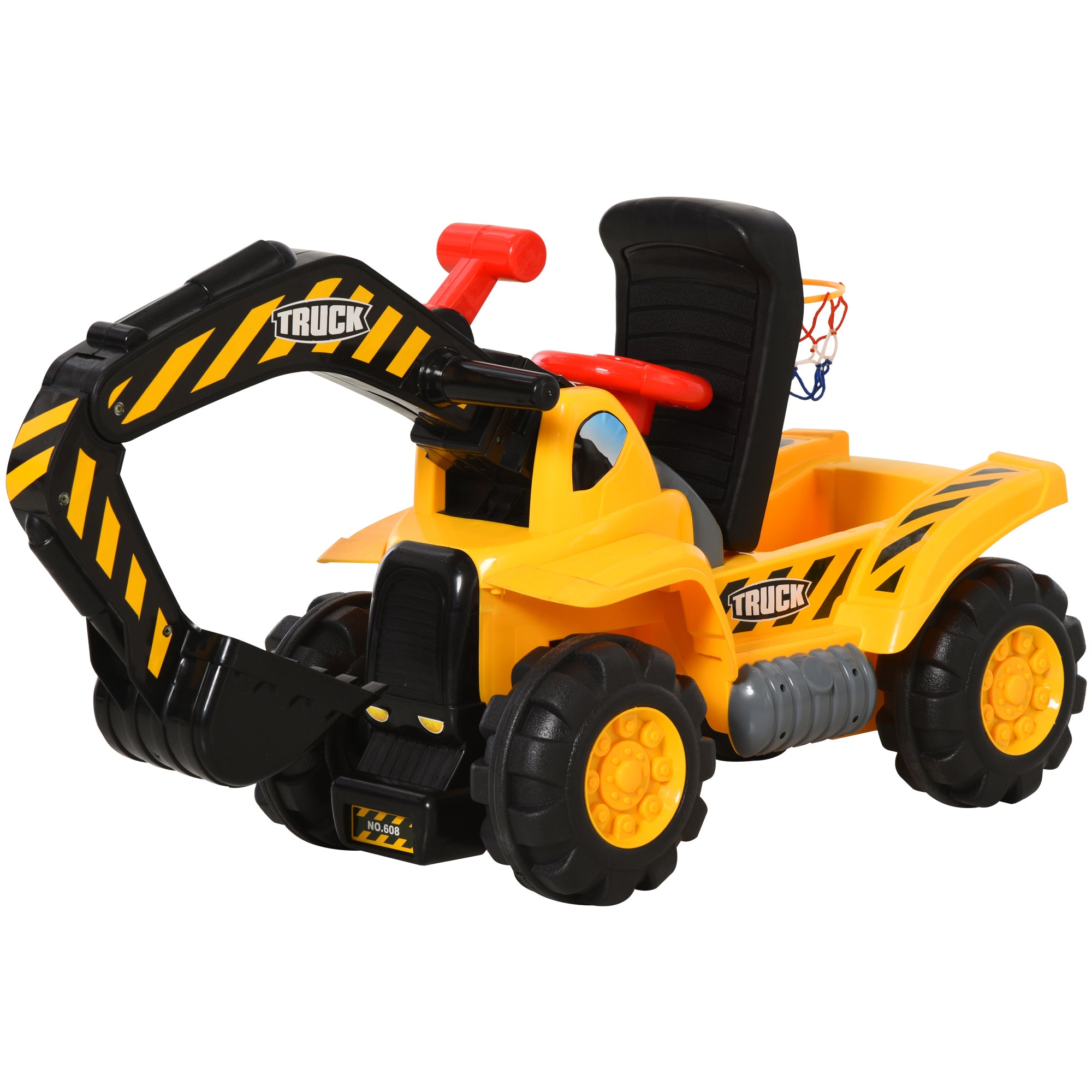 Kids 4-in-1 HDPE Excavator Ride On Truck Yellow/Black