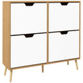 Shoe Storage Cabinet with 4 Flip Drawers for 16 Pairs of Shoes - Natural