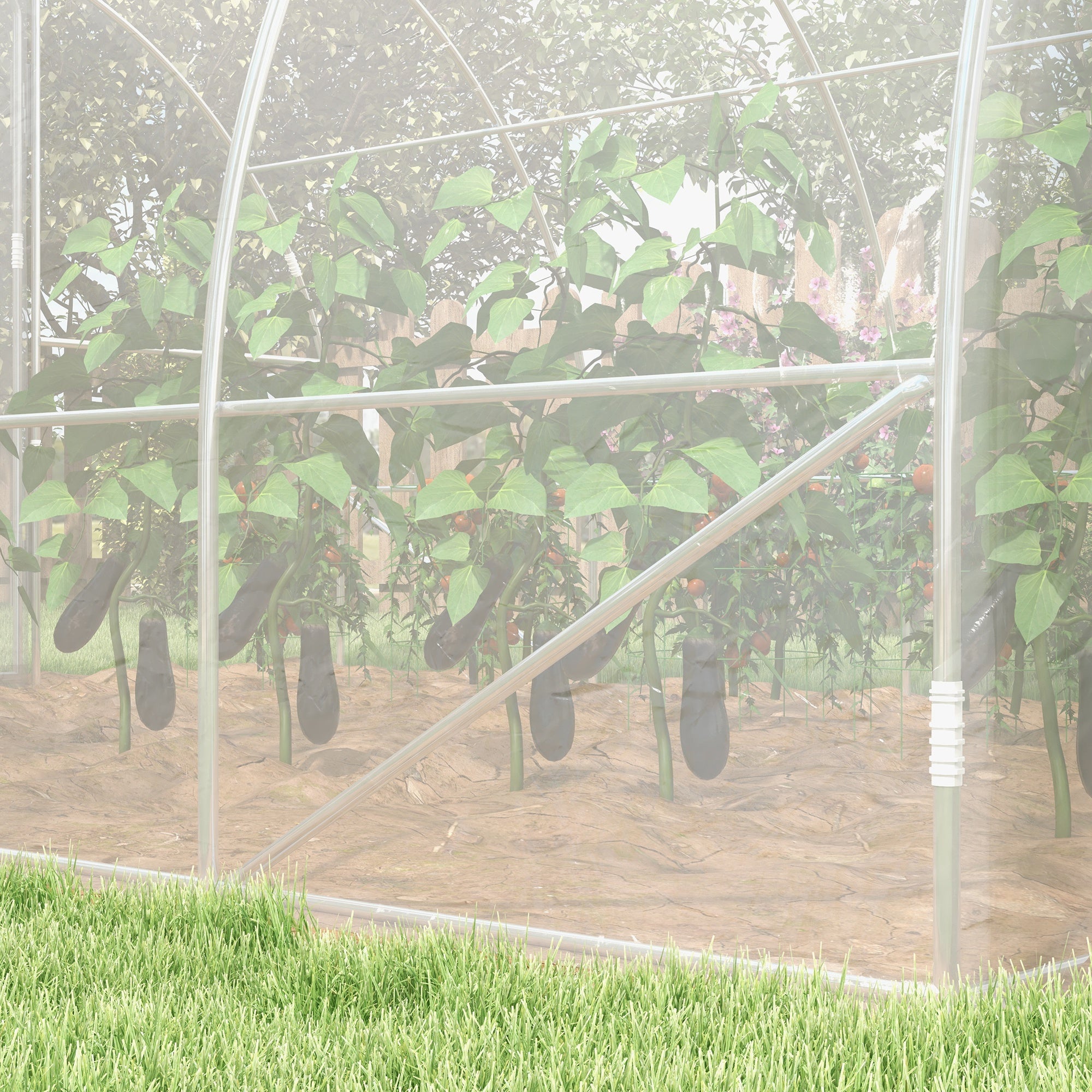 Polytunnel Greenhouse Walk-in Grow House with PE Cover, Door and Galvanised Steel Frame, 4 x 3 x 2m, Clear