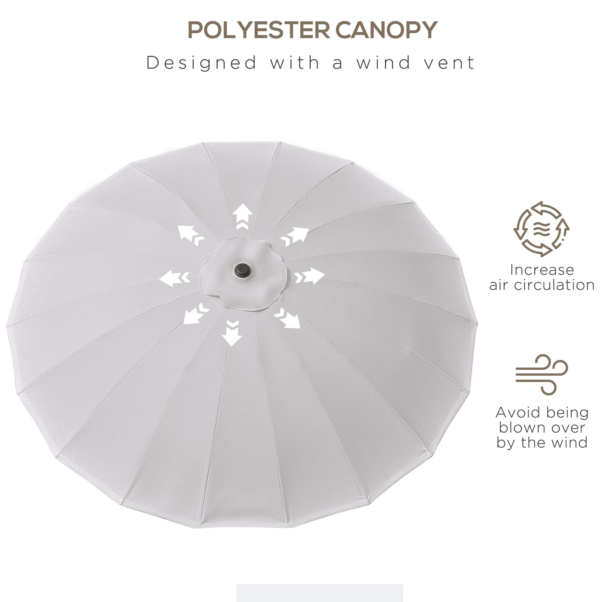 2.5m Adjustable Outdoor Garden Parasol Umbrella Sun Shade with Crank & Tilt, Light Grey