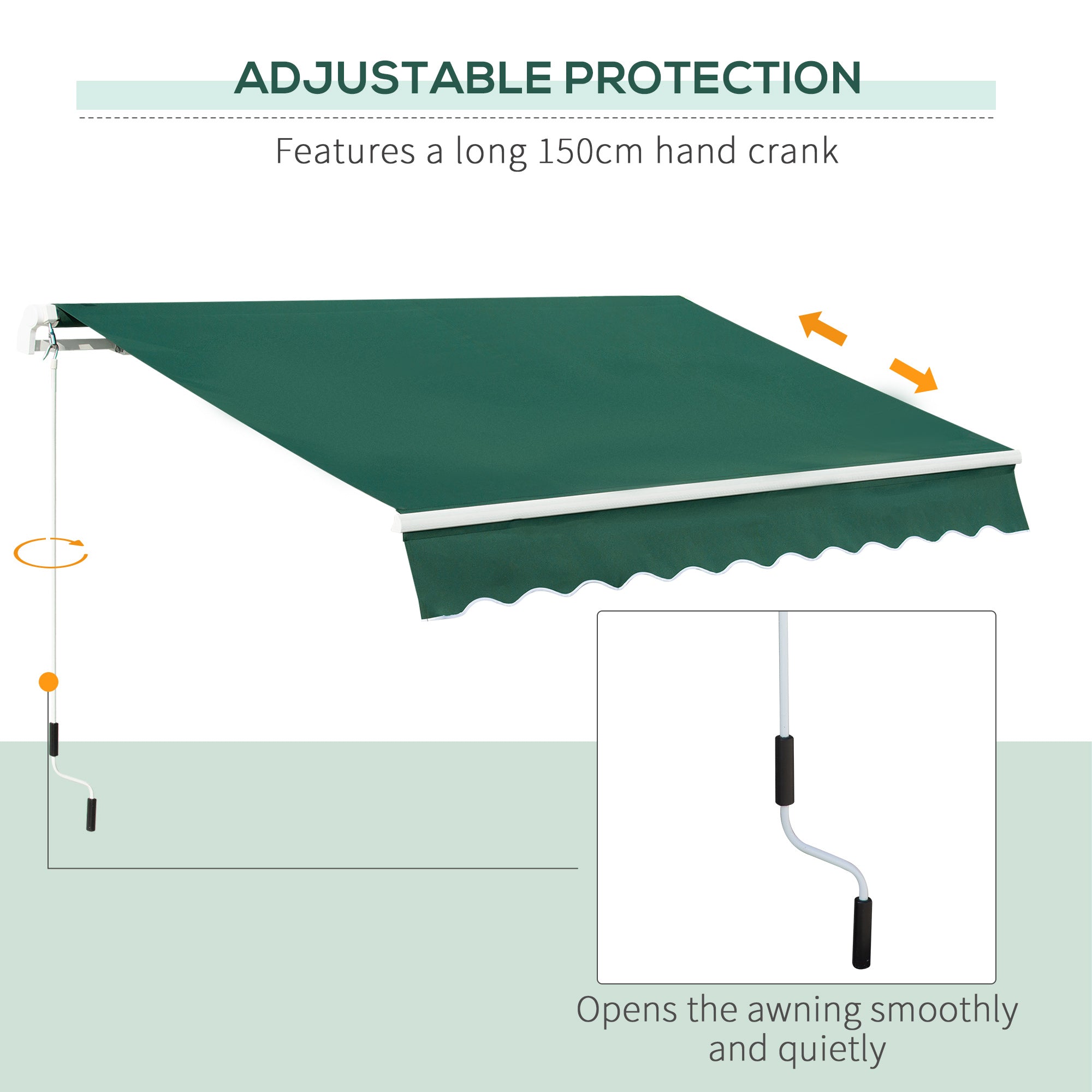 Lightweight Manual Patio Awning Canopy with UV Protection Green