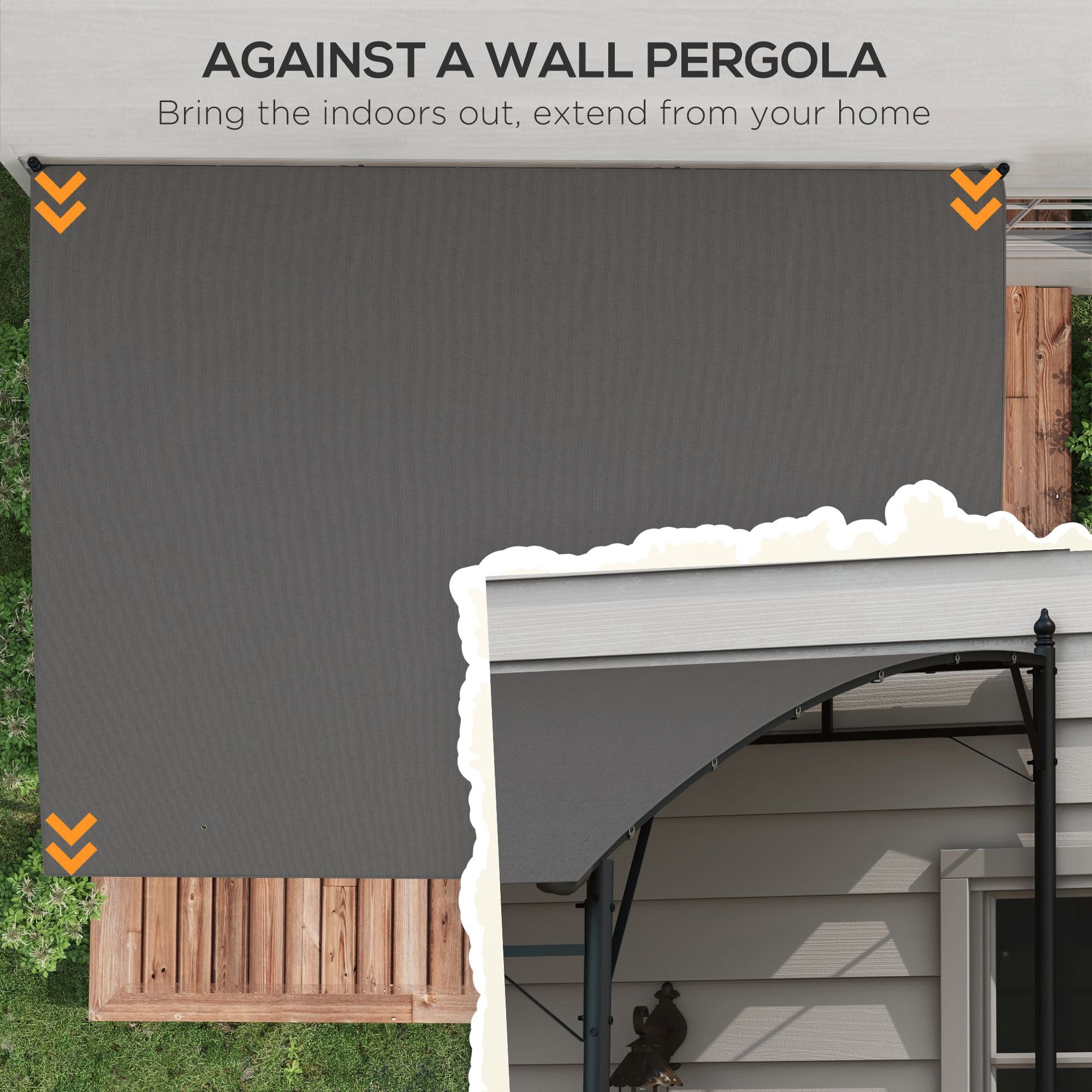 3 x 4m Outdoor Pergola Gazebo Set with Metal Frame and Sun Shade - Dark Grey