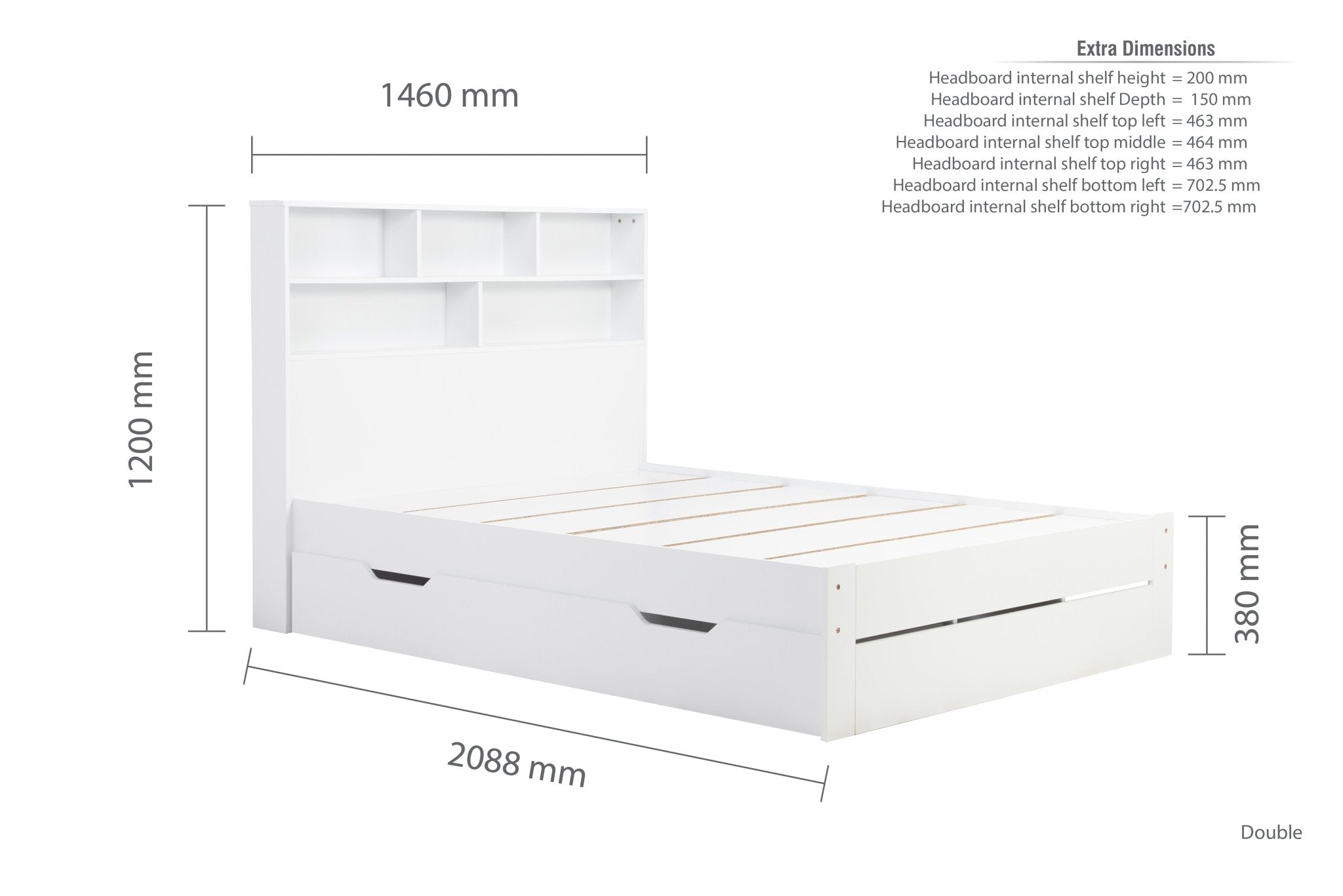 Alfie Double Storage Bed White - Bedzy UK modern and affordable home furniture England