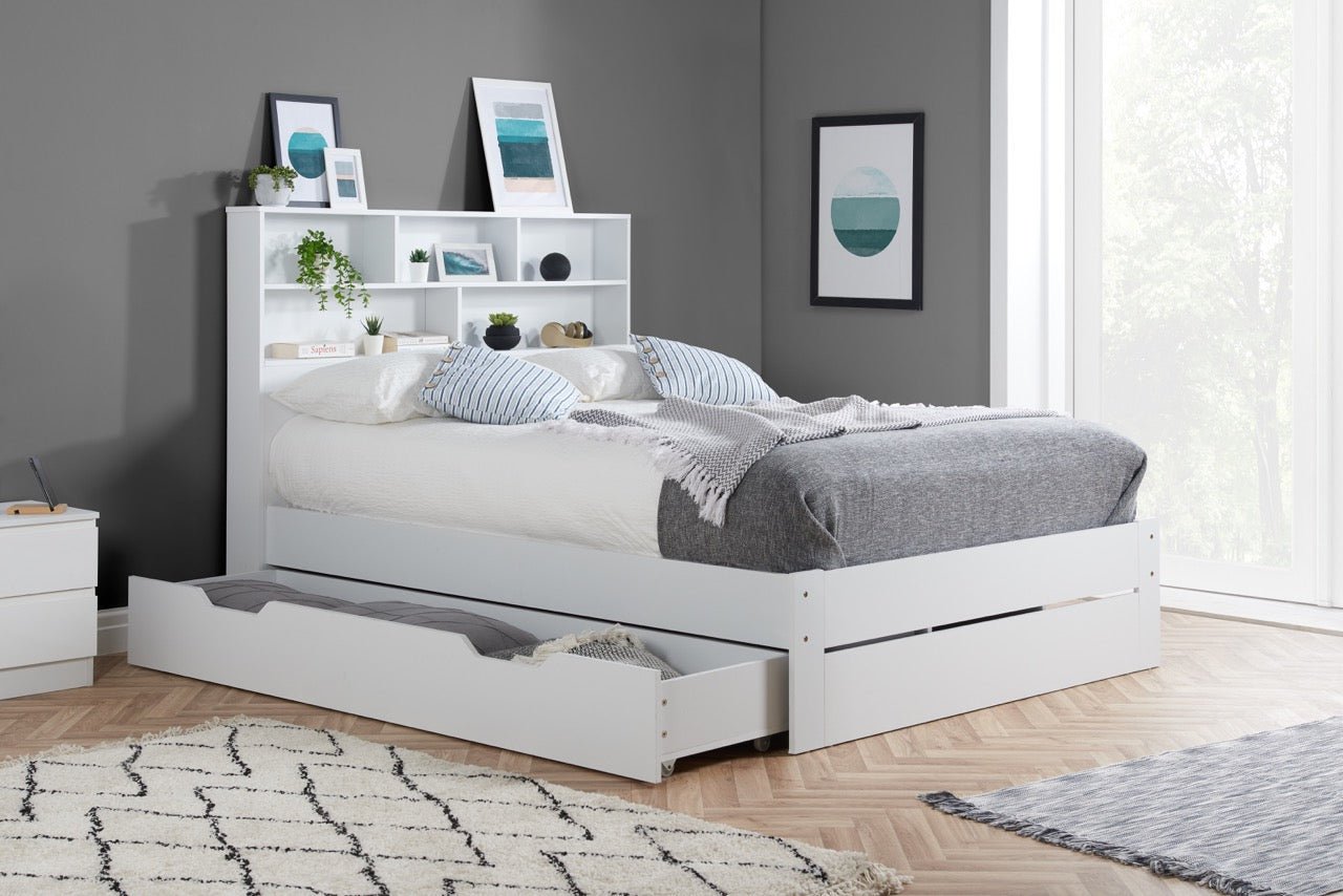 Alfie Double Storage Bed White - Bedzy UK modern and affordable home furniture England