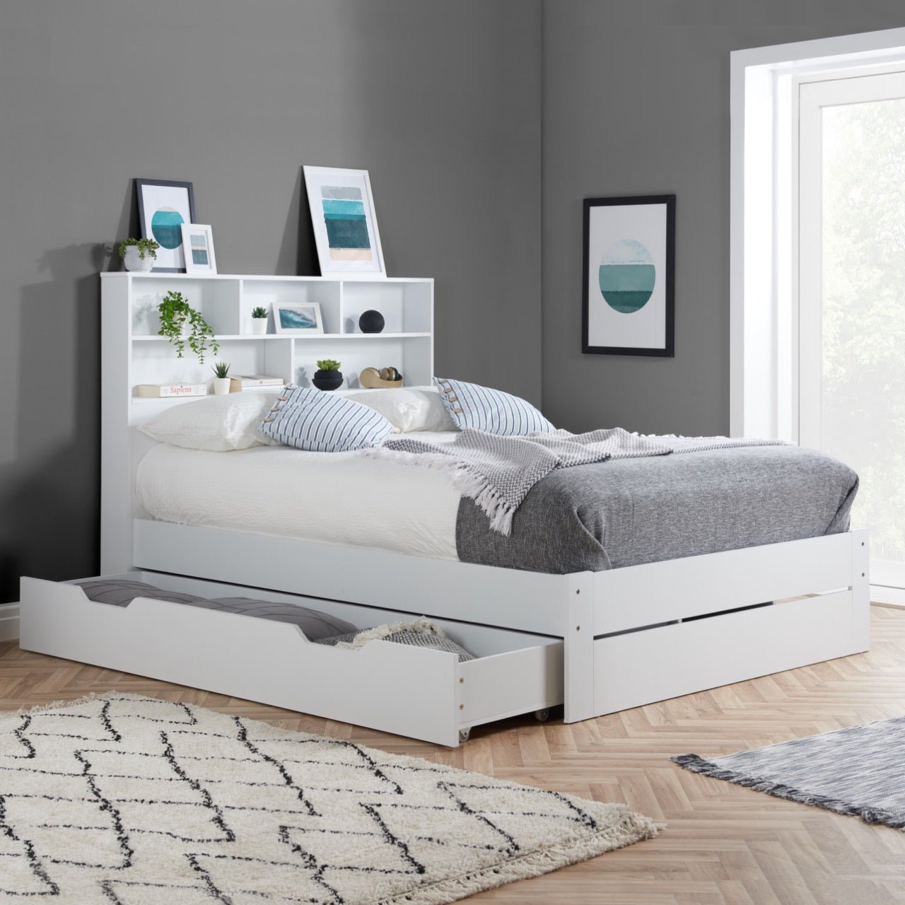 Alfie King Storage Bed White - Bedzy UK modern and affordable home furniture England