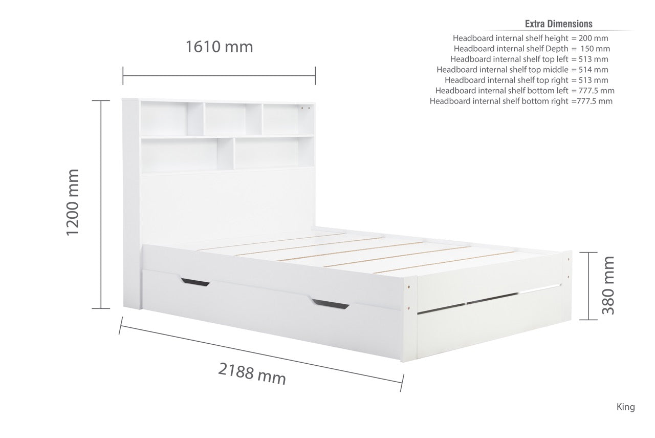 Alfie King Storage Bed White - Bedzy UK modern and affordable home furniture England