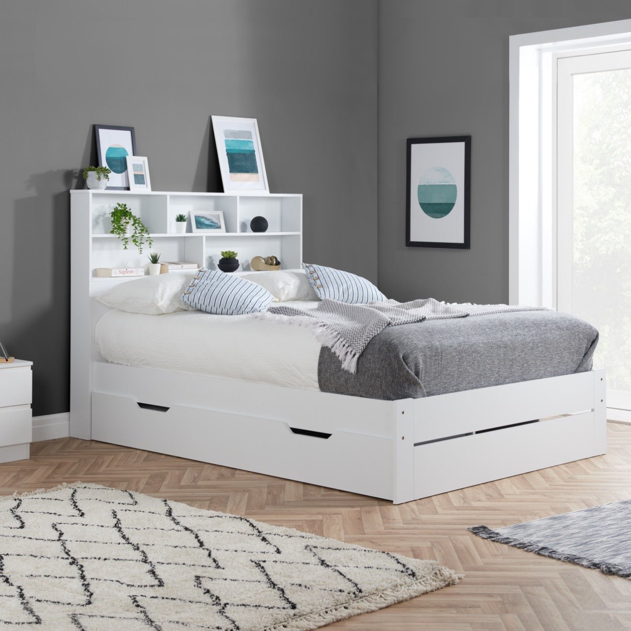 Alfie King Storage Bed White - Bedzy UK modern and affordable home furniture England