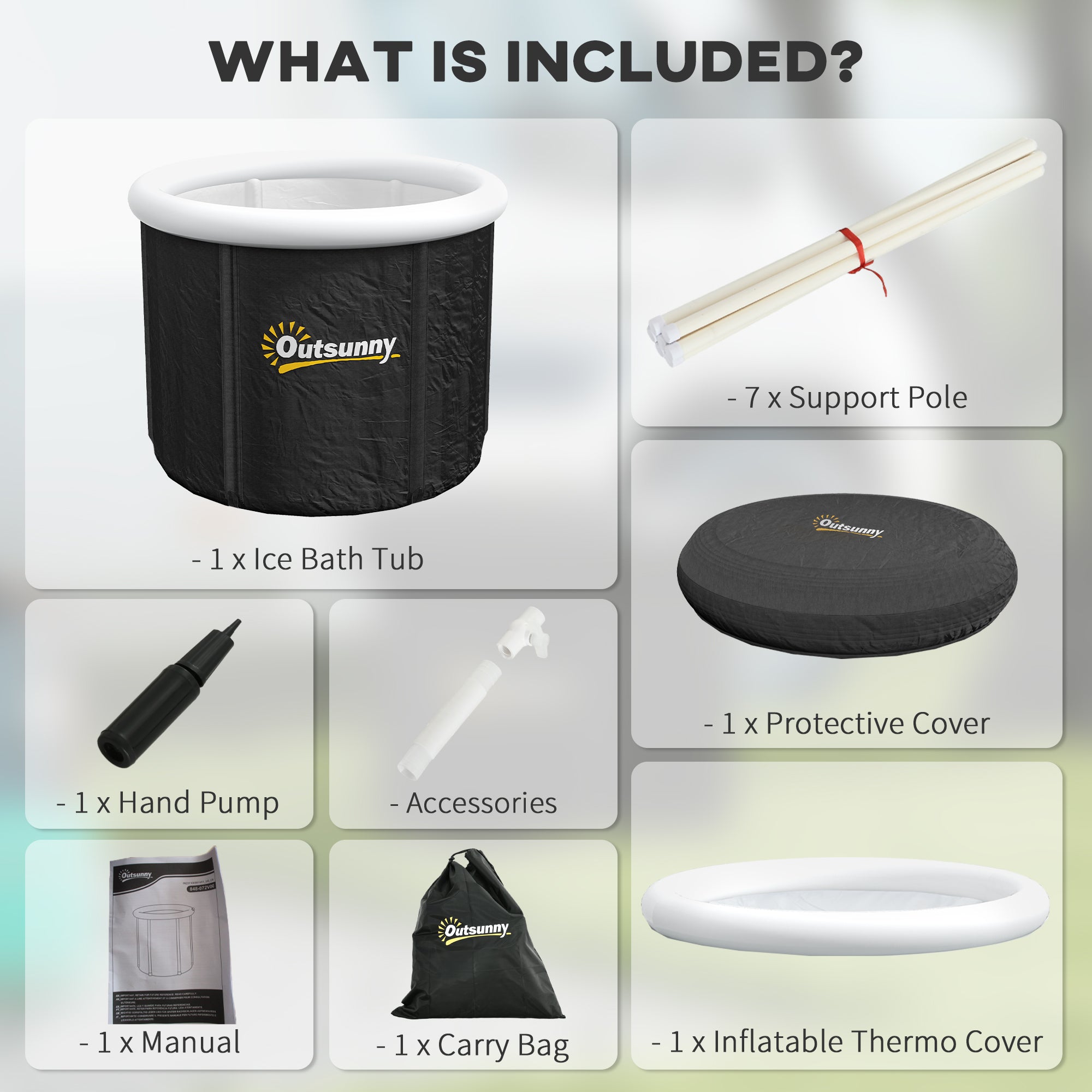 Cold Plunge Tub, Portable Ice Bath Cold Water Therapy Tub with Thermo Lid, for Athletes Polar Recovery, Black