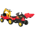 Kids Controllable Pedal Ride-On Excavator Truck - Red/Yellow