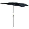 3 Metre Half Round Patio Parasol with Crank Handle - Black