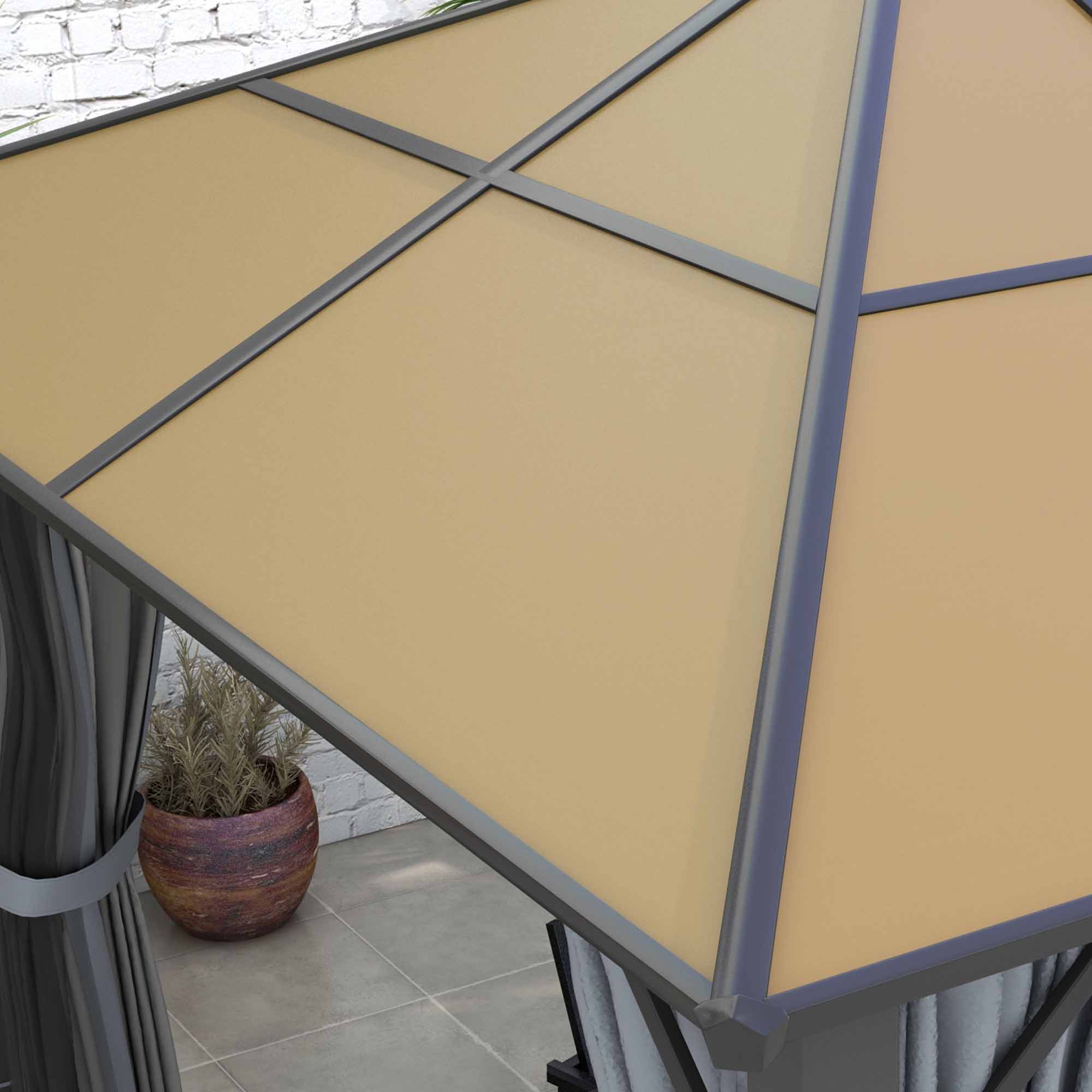 3 x 3.6m Aluminium Garden Gazebo Set with Mesh Curtains - Grey