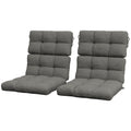 2-Piece Garden Patio Chair Seat and Backrest Cushion Set with Ties - Charcoal Grey