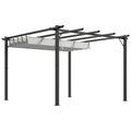 Retractable Aluminium Pergola Canopy Gazebo with UV Resistant Roof - Light Grey