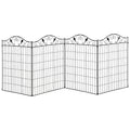 Set of 4 Metal Garden Fence Panels with Vine Design 365x112cm - Black