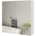 Double Door Wall Mounted Mirror Cabinet with Adjustable Shelf 60x15x60cm - High Gloss White