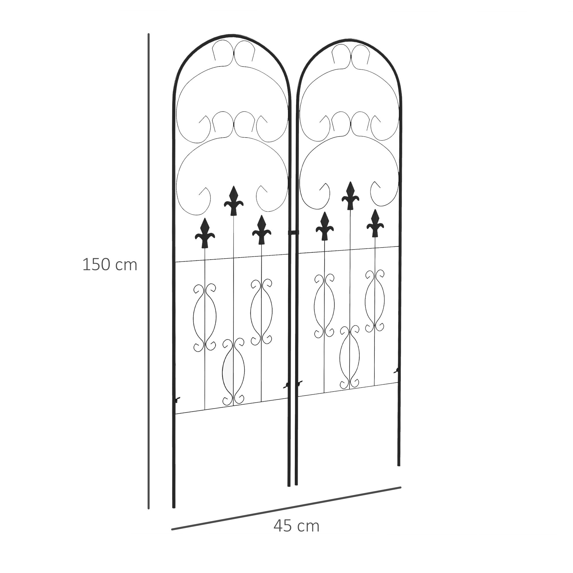 Metal Trellis Set of 2, Garden Trellis for Climbing Plants Support Frames, Scrolls Design