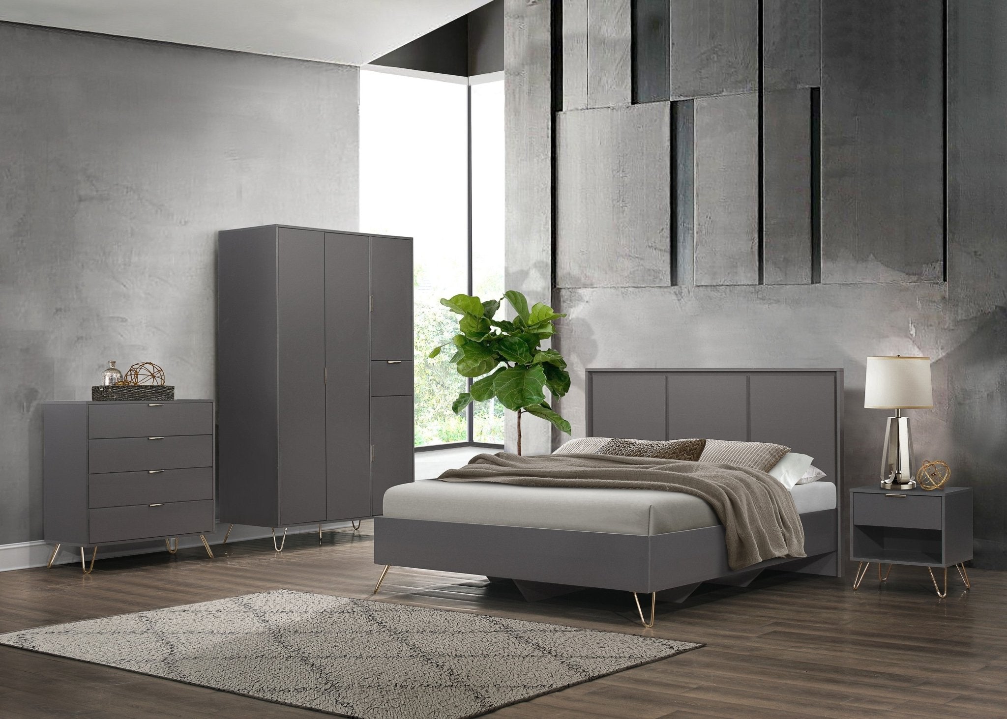 Arlo Double Bed Grey - Bedzy UK modern and affordable home furniture England